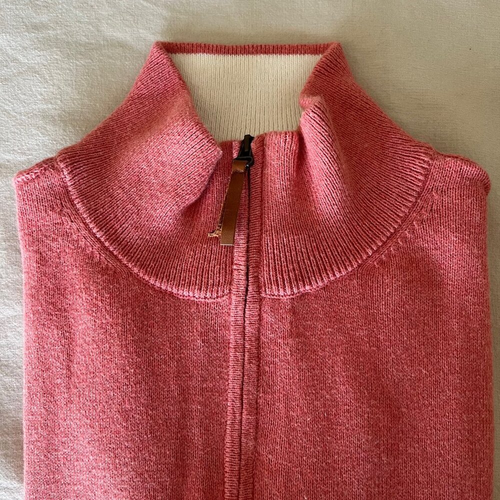 New! J Crew Cotton Quarter Zip in Coral | Size Large - Picture 6 of 10